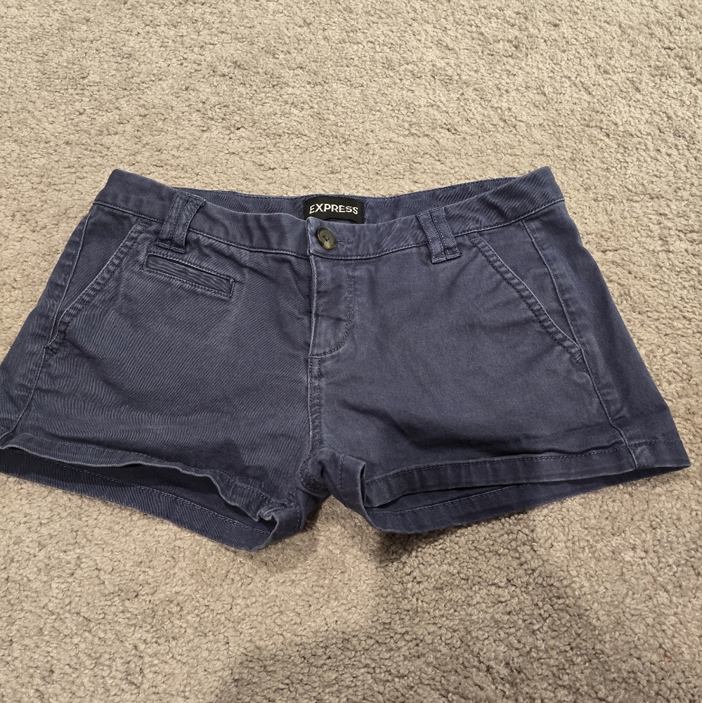 Express Blue Cargo Shorts Cotton Blend